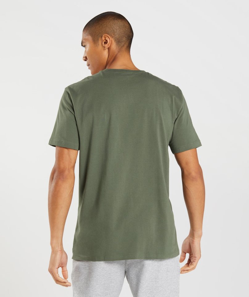 Men's Gymshark Block T-Shirts Olive | NZ 4CQUET